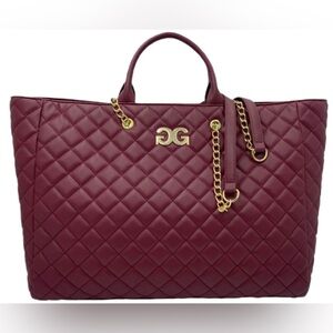 Large Gilda Paris Quilted Vegan Leather Wine Tote bag